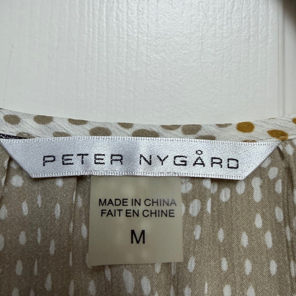 Peter Nygard Womens Feather Print Pleated Blouse Belt Medium Western Festival - Picture 3 of 10